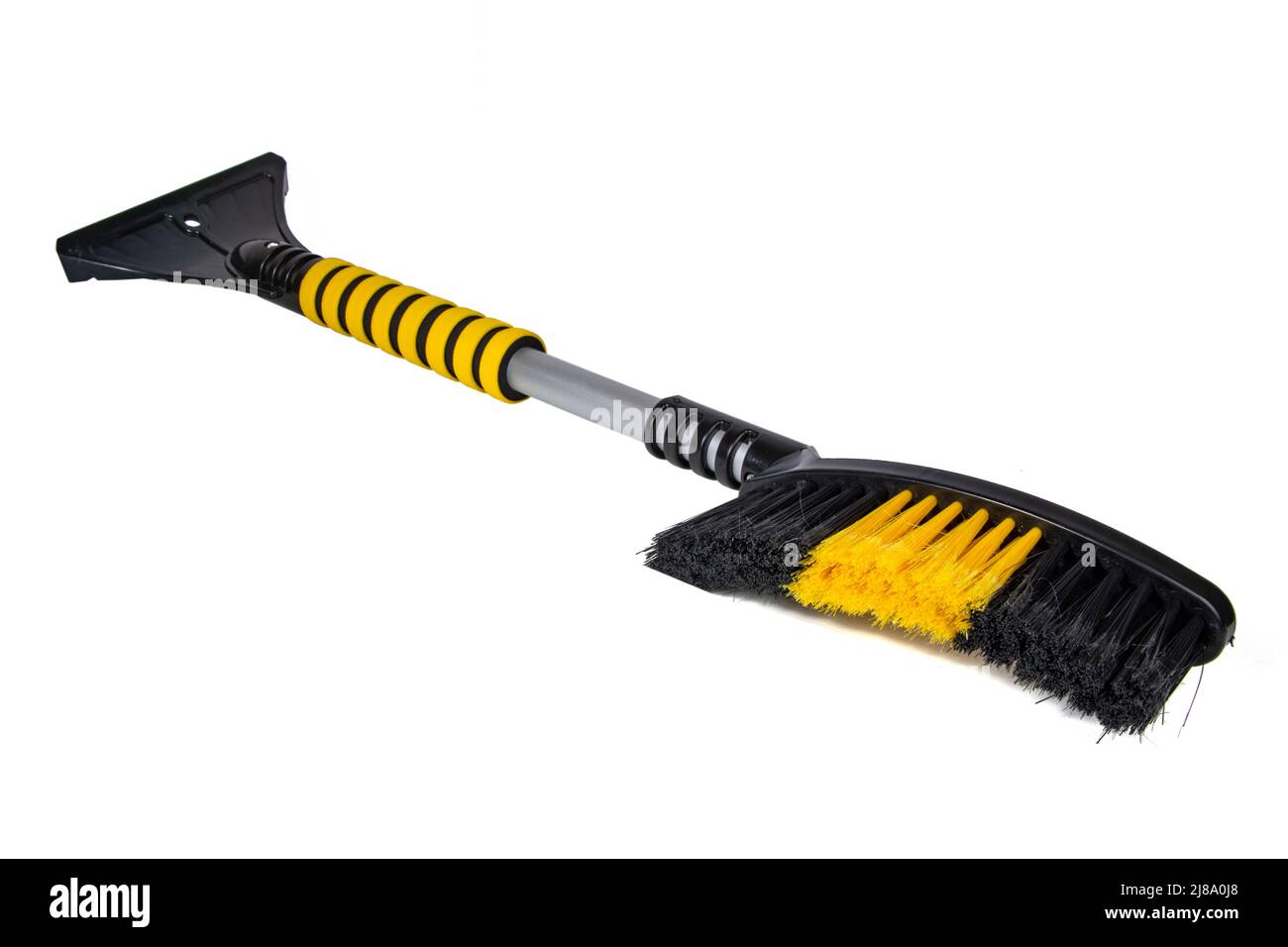 Winter Auto Bürste zum Entfernen von Schnee Kunststoff Schabrapper isoliert auf dem weißen Stockfoto