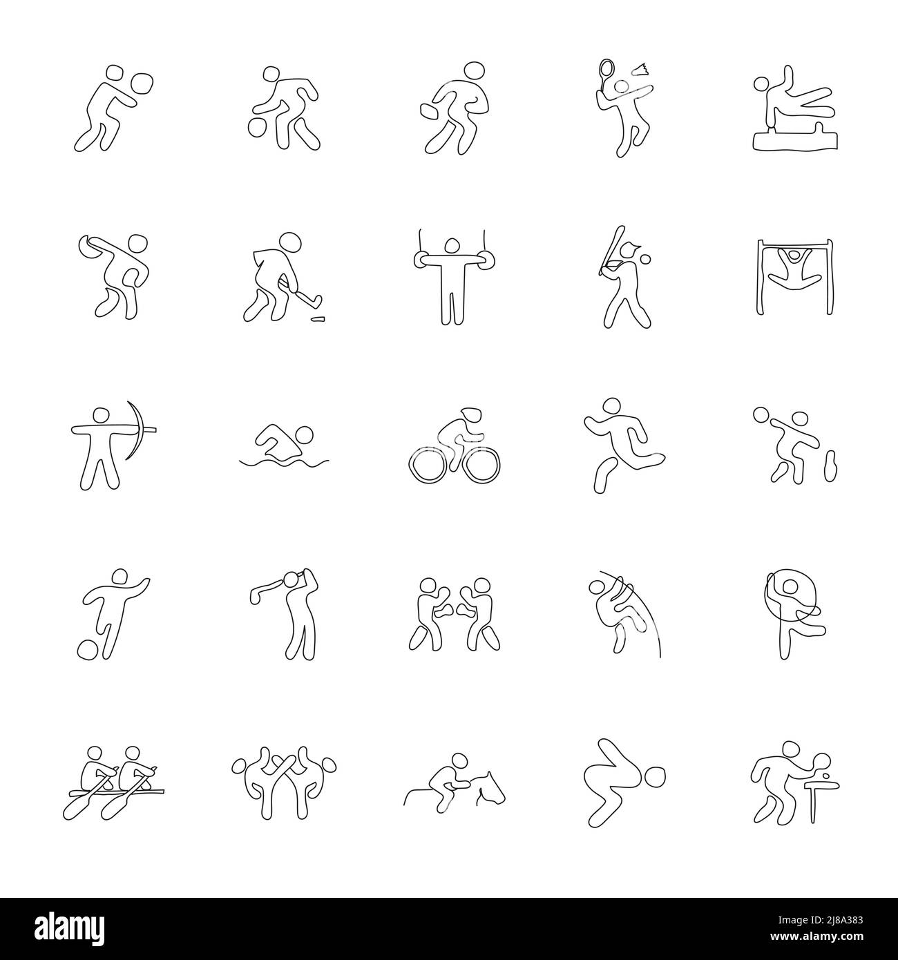 Sport von Hand gezeichnete lineare Kritzeleien Stock Vektor