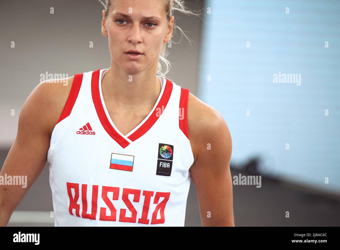 Amsterdam, Niederlande, 19. Juni 2019: Porträt der russischen Spielerin Alexandra Stolyar während der Basketball-Weltmeisterschaft 3x3 Stockfoto