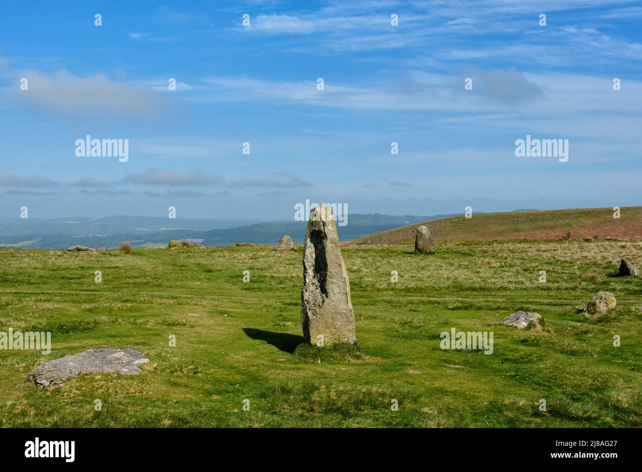 Mitchells Fold Stone Circle, in der Nähe von Priest Weston, Shropshire Stockfoto