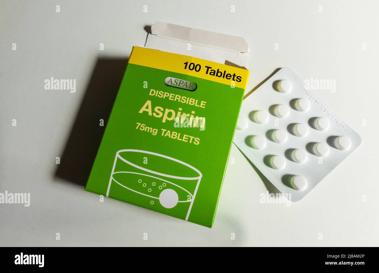 Dispergierbar 75 mg Aspirin Stockfoto