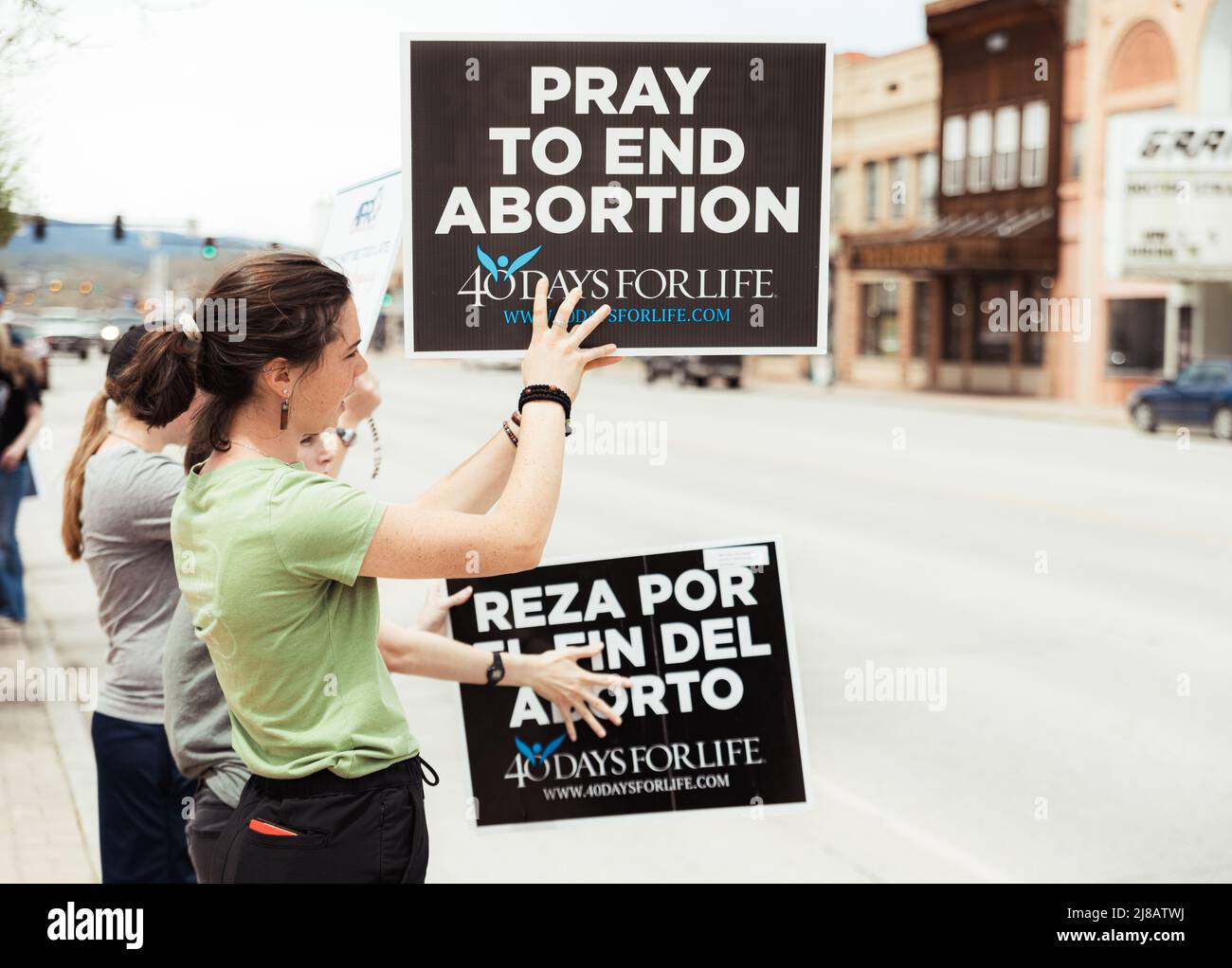 Demonstration in Lander Wyoming wegen Roe V. Wade Anti-Abtreibung Pro-Abtreibung Pro-Life Pro-Choice Stockfoto