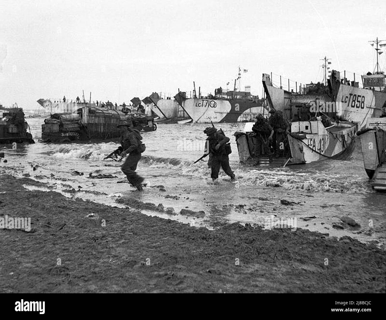 Britische Truppen kommen an Land in Gold Beach, D-Day, World war II. Stockfoto
