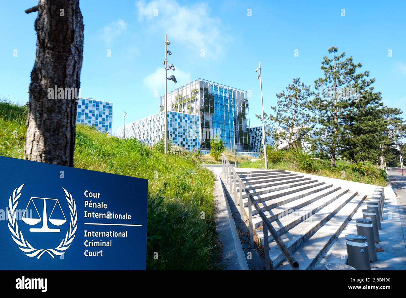 Den Haag, Niederlande, Internationaler Strafgerichtshof. Das ICC ist zuständig für die Strafverfolgung von Personen wegen Völkermord und Verbrechen gegen die Menschlichkeit Stockfoto