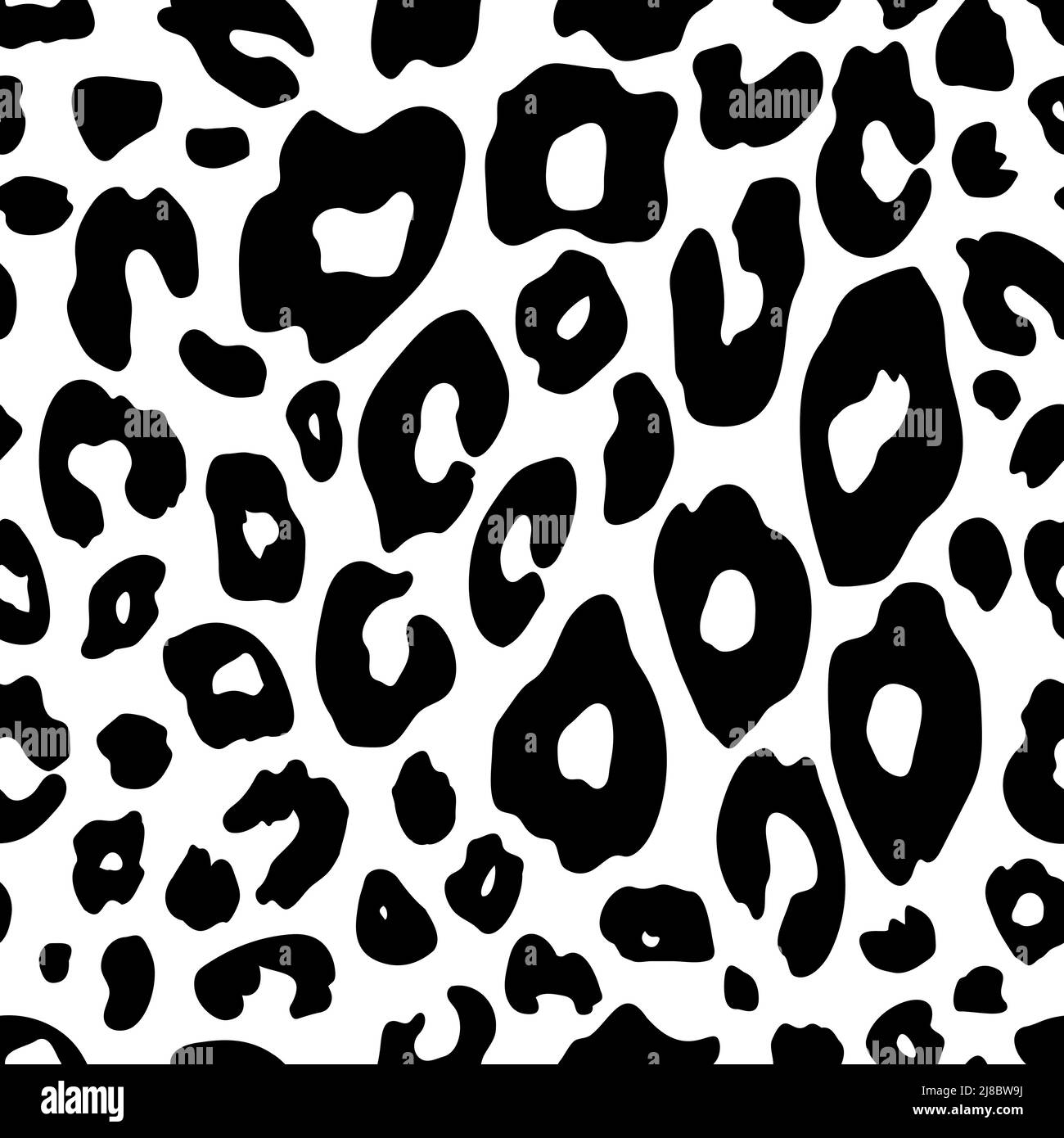 Nahtloses Leopardenmuster. Schwarze Flecken auf weißem Hintergrund. Vintage Animal Print aus den Jahren 80s-90s. Vektorgrafik. Stock Vektor