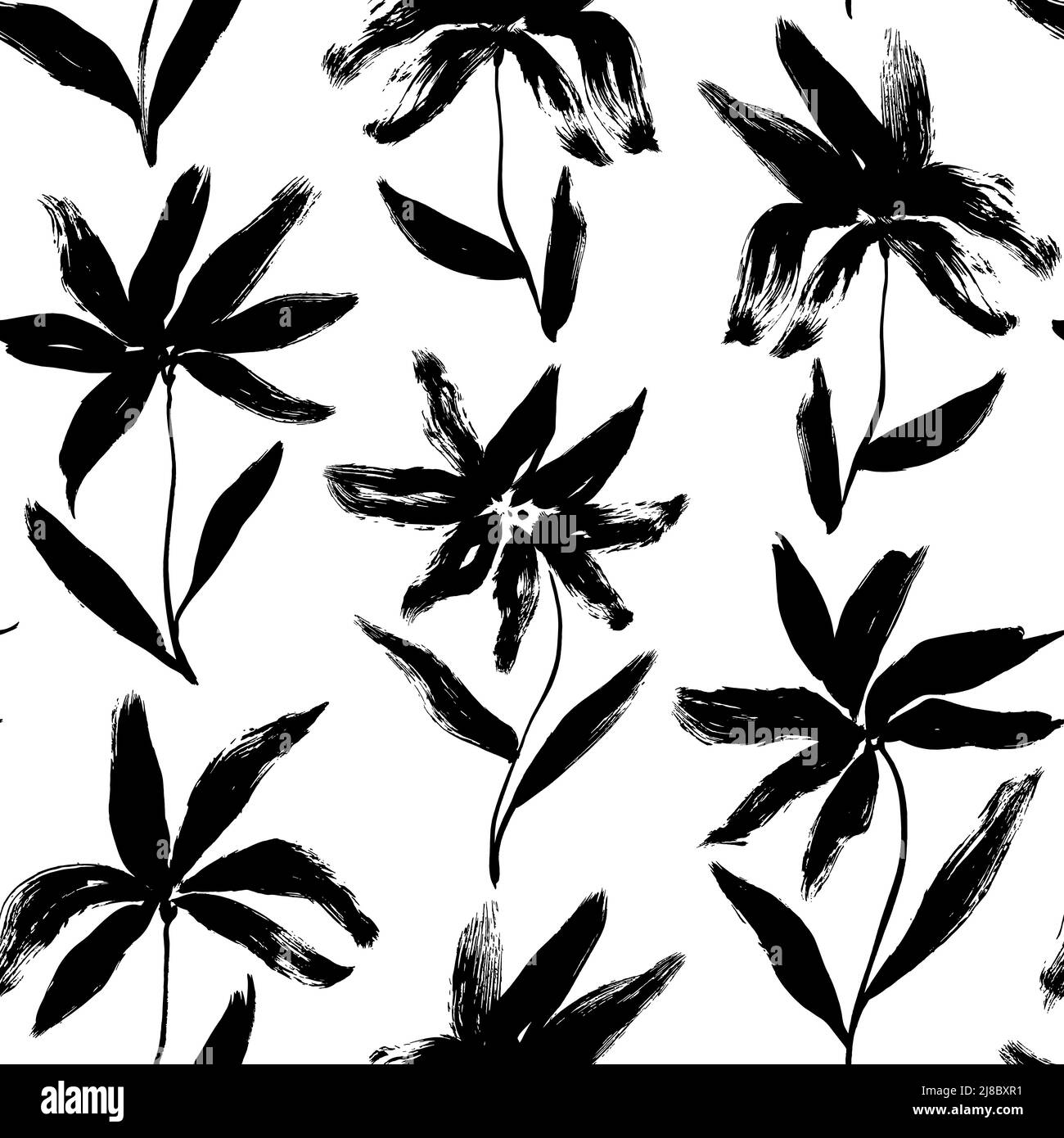 Handgezeichnete Narzisse und Seamless-Muster aus Lilie. Stock Vektor