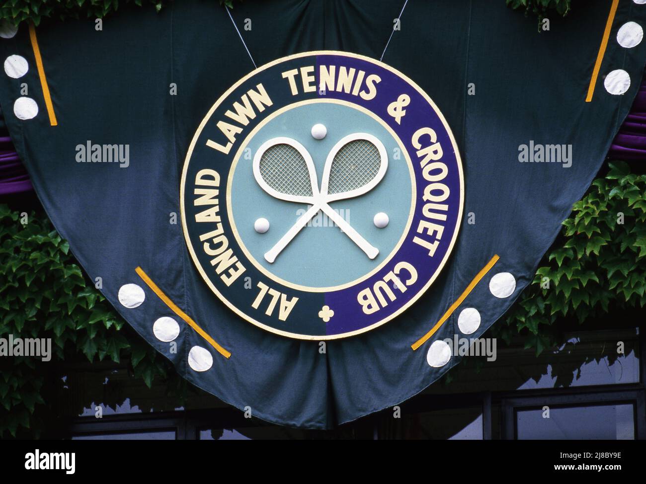 Wimbledon Tennis Logo c1990 Foto von Tony Henshaw Archive Stockfoto