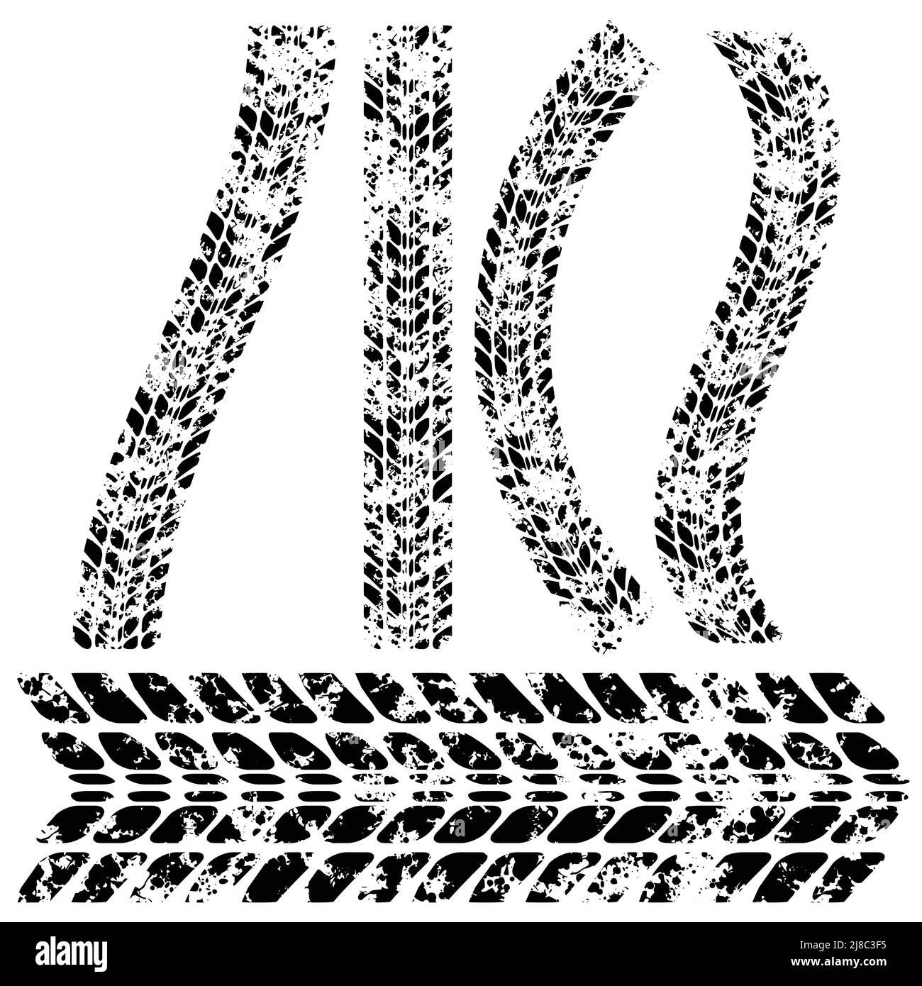 Grunge Reifen Set mit Tinte Blots Muster Stock Vektor