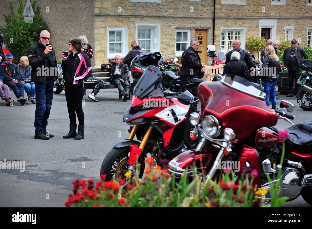 Motorrad-Enthusiasten Masham North Yorkshire England Stockfoto