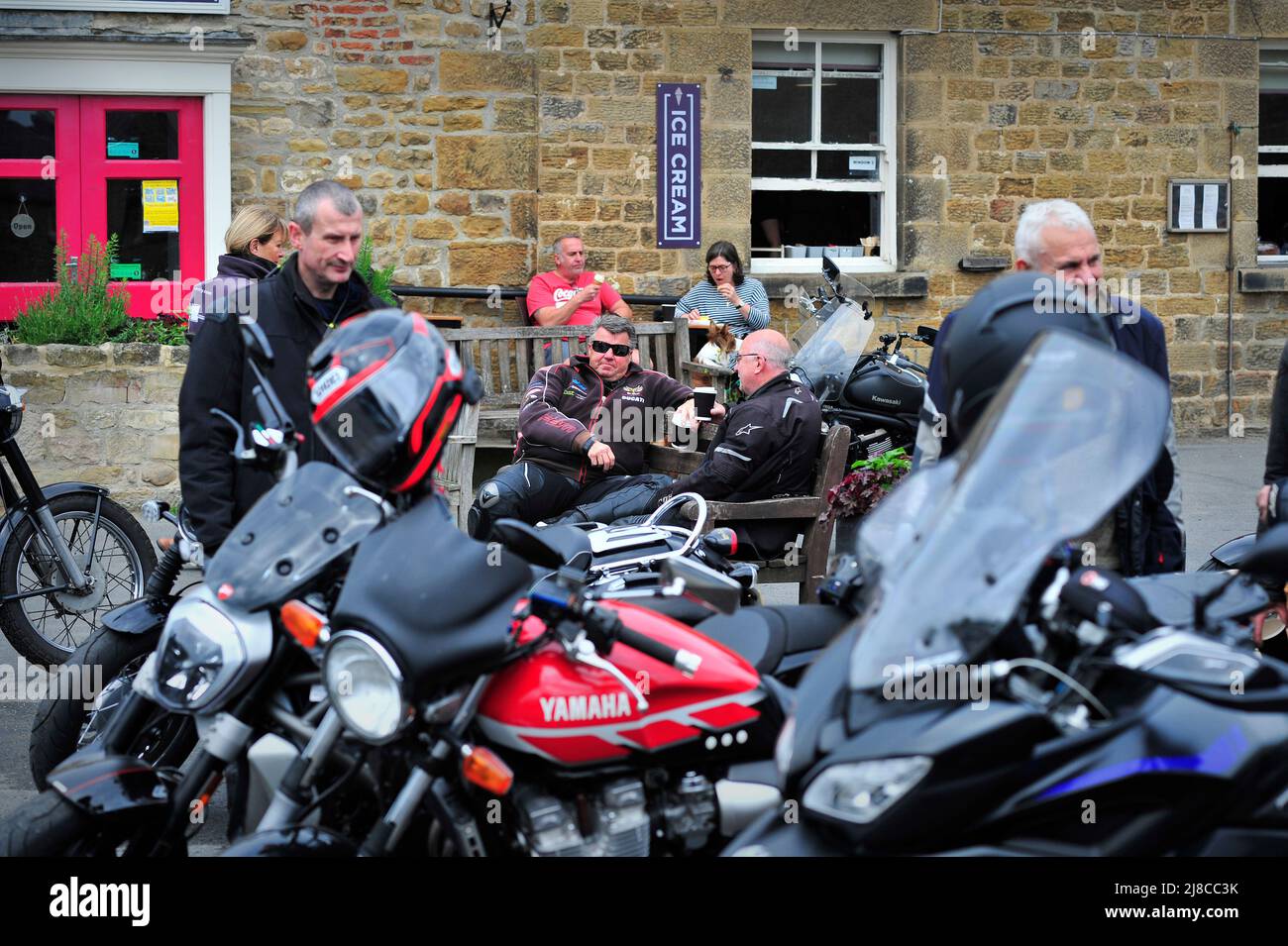 Motorrad-Enthusiasten Masham North Yorkshire England Stockfoto