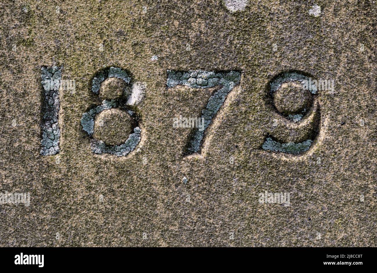 1879 Datum auf einem Grabstein Stockfoto