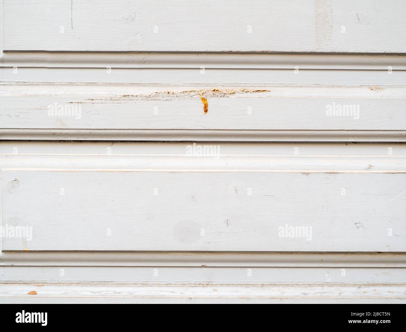 Tür aus Metallblech mit Struktur und Shilver. Geschlossene Tür. Stockfoto