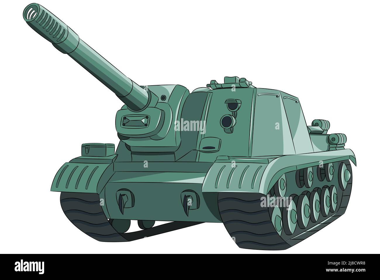 Das berühmte selbstfahrende Artillerielager des Zweiten Weltkriegs wurde auf weißem Hintergrund isoliert. Stock Vektor