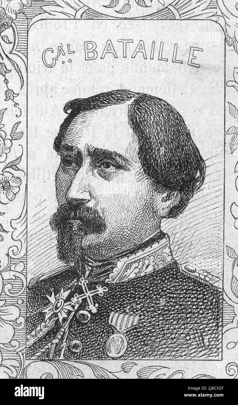 Porträt des französischen Generals HenriJules Bataille Gravur in