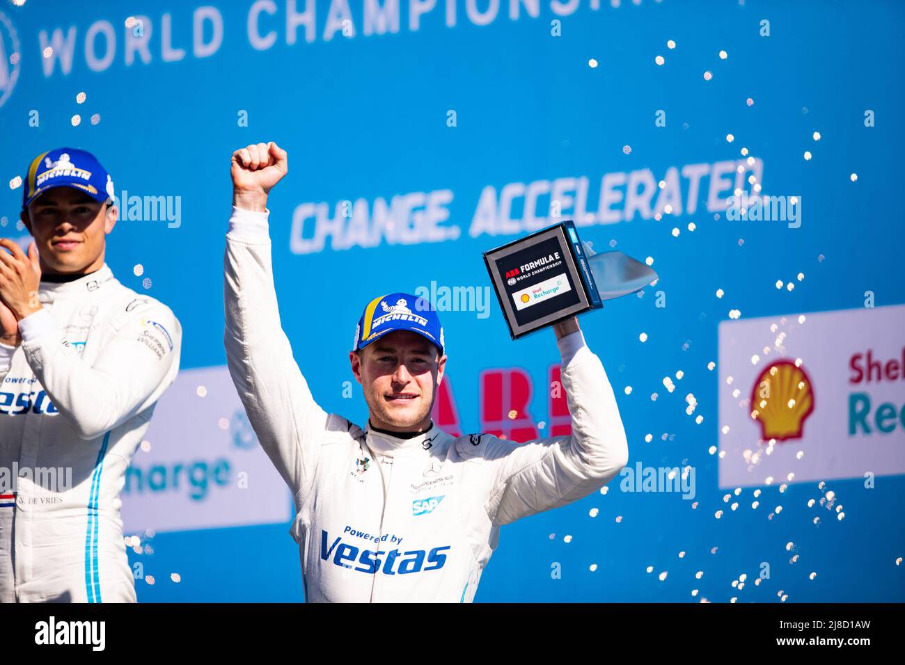 Während des Berlin ePrix 2022, 5. Treffen der ABB FIA Formel E Weltmeisterschaft 2021-22, auf dem Stadtkurs des Flughafens Tempelhof vom 13. Bis 15. Mai in Berlin - Foto: Joao Filipe/DPPI/LiveMedia Stockfoto