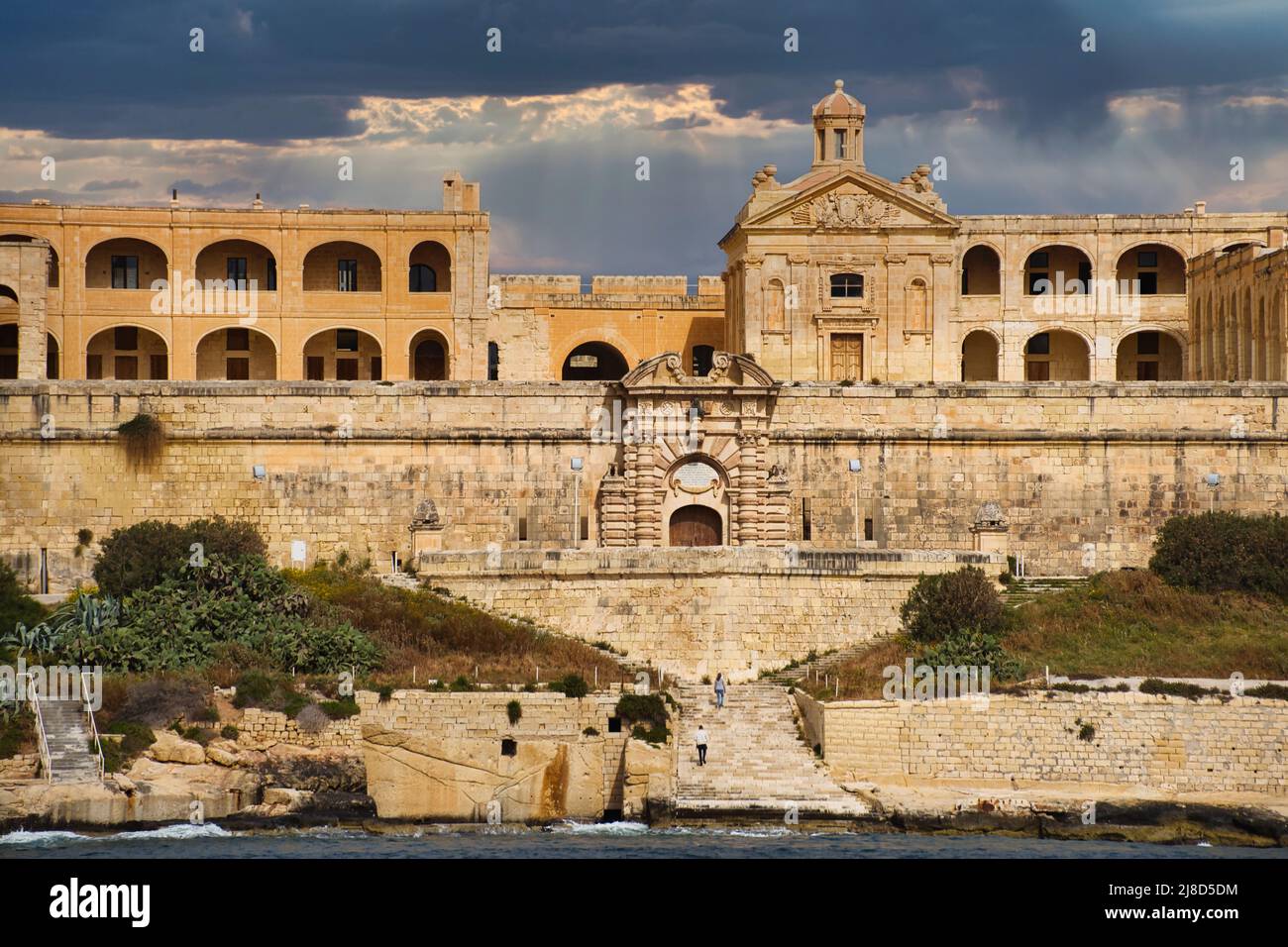 Blick auf Fort Manoel von La Valletta Stockfoto