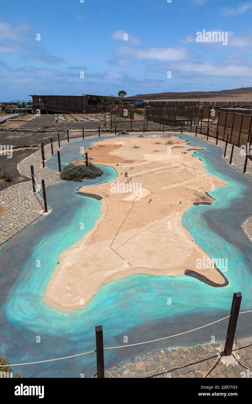 Übersicht über die Insel Sal am Blue Eye Buracona in den Inselgärten, Buracona Ragona, Sal, Kapverdische Inseln Stockfoto