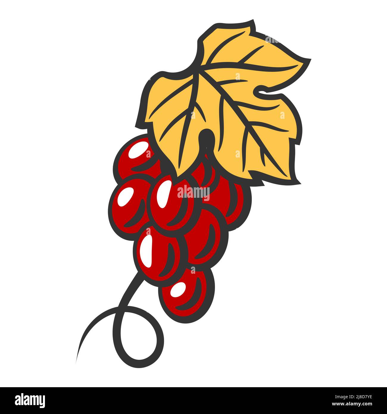 Illustration von Trauben aus roten Trauben. Bild der Weinkellerei für Restaurants und Bars. Geschäfts- und Agrarartikel. Stock Vektor