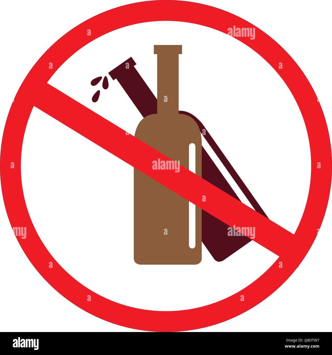 Stop Alkohol Symbol, kein Alkohol. vektor. Mit weißem Hintergrund Stock Vektor