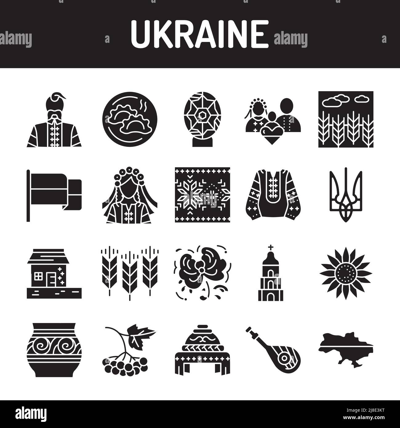 Symbole für Farblinien in der Ukraine eingestellt. Zeichen für Webseite, mobile App, Schaltfläche. Bearbeitbare Kontur. Stock Vektor
