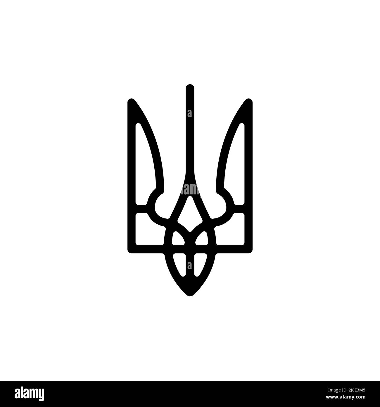 Symbol für ukrainische Dreizack-Linienfarbe. Isoliertes Vektorelement. Skizzieren Sie das Piktogramm für Webseite, mobile App, Promo Stock Vektor