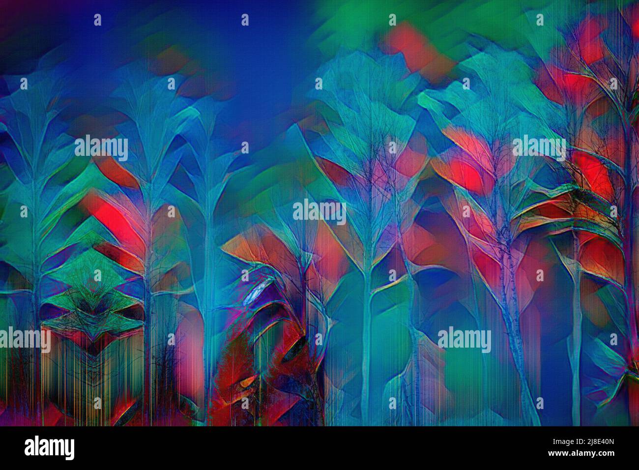ZEITGENÖSSISCHE KUNST: Magie der Nacht im Wald Stockfoto