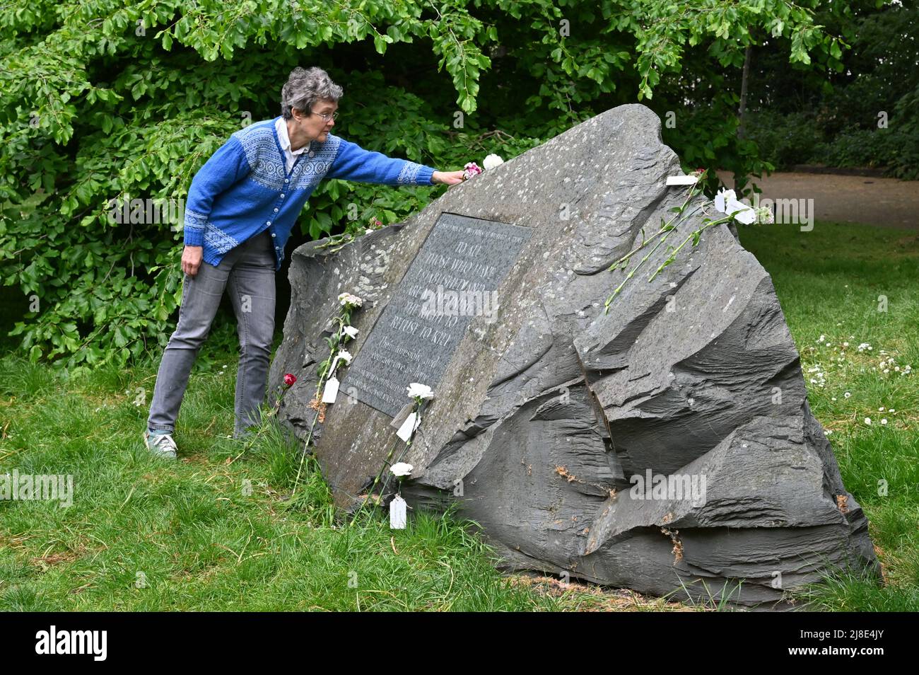 London, Großbritannien. 15.. Mai 2022. . 15.. Mai 2022. Jedes Jahr am 15.. Mai erinnern wir uns an Kriegsdienstverweigerer aus Vergangenheit und Gegenwart. Auf der ganzen Welt werden viele Menschen inhaftiert oder gezwungen, aus ihren Heimatländern zu fliehen, weil sie sich geweigert haben, der „CO-Day National Ceremony“ der Streitkräfte am Tavistock Square, London, Großbritannien, beizutreten. - 15. Mai 2022. Kredit: Picture Capital/Alamy Live Nachrichten Kredit: Picture Capital/Alamy Live Nachrichten Stockfoto
