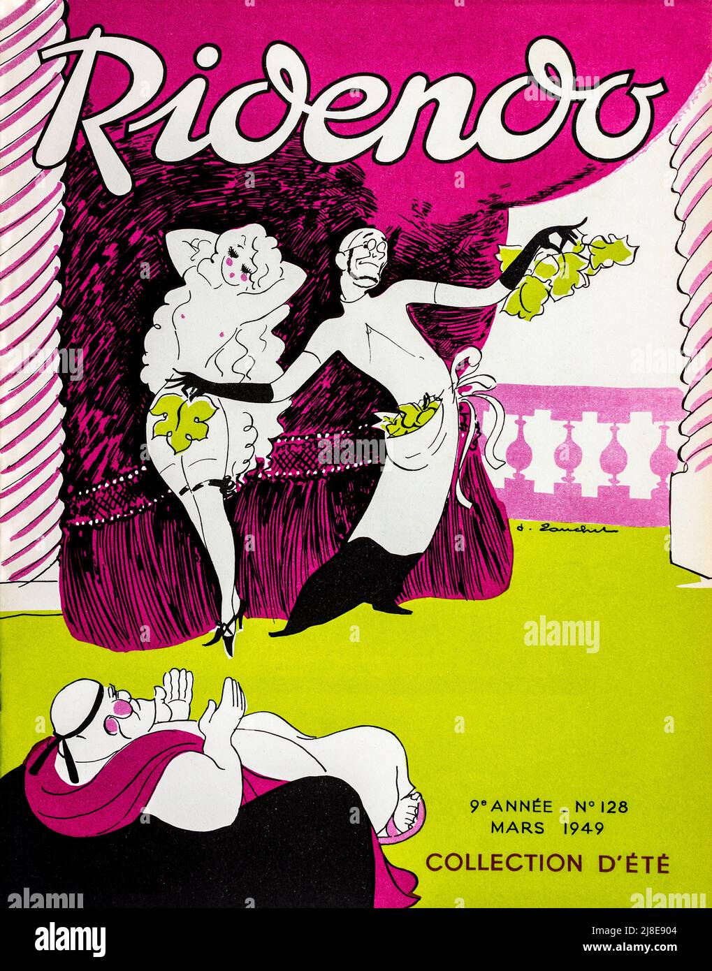 Cover von 'Ridendo' - März 1949, Sommerkollektionen Thema - Französisch monatlich Humor Magazin für Ärzte und medizinische Mitarbeiter. Stockfoto