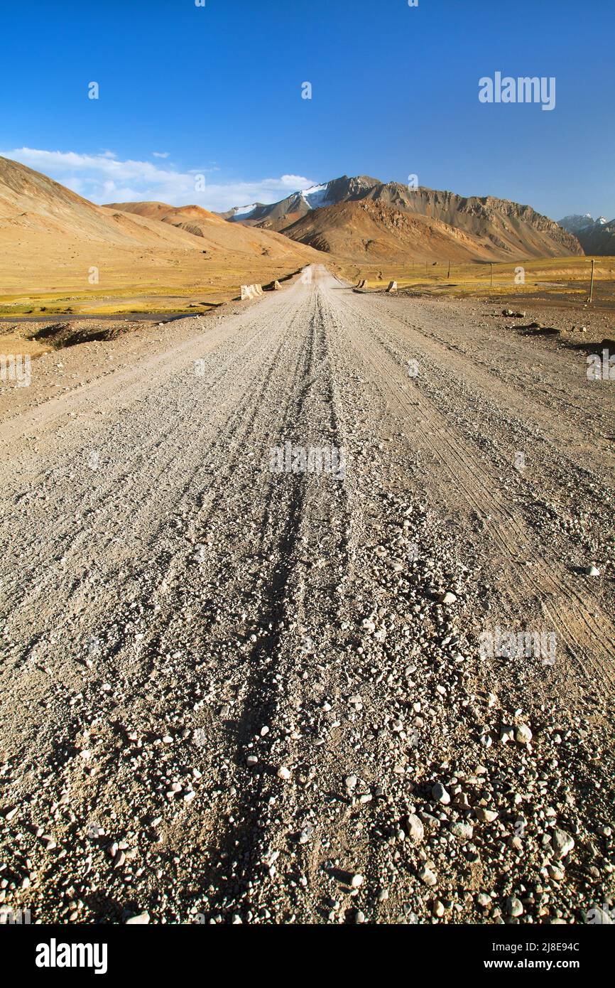 Pamir Autobahn oder Pamirskij trakt unbefestigte Straße in Tadschikistan, M41 internationale Straße Stockfoto