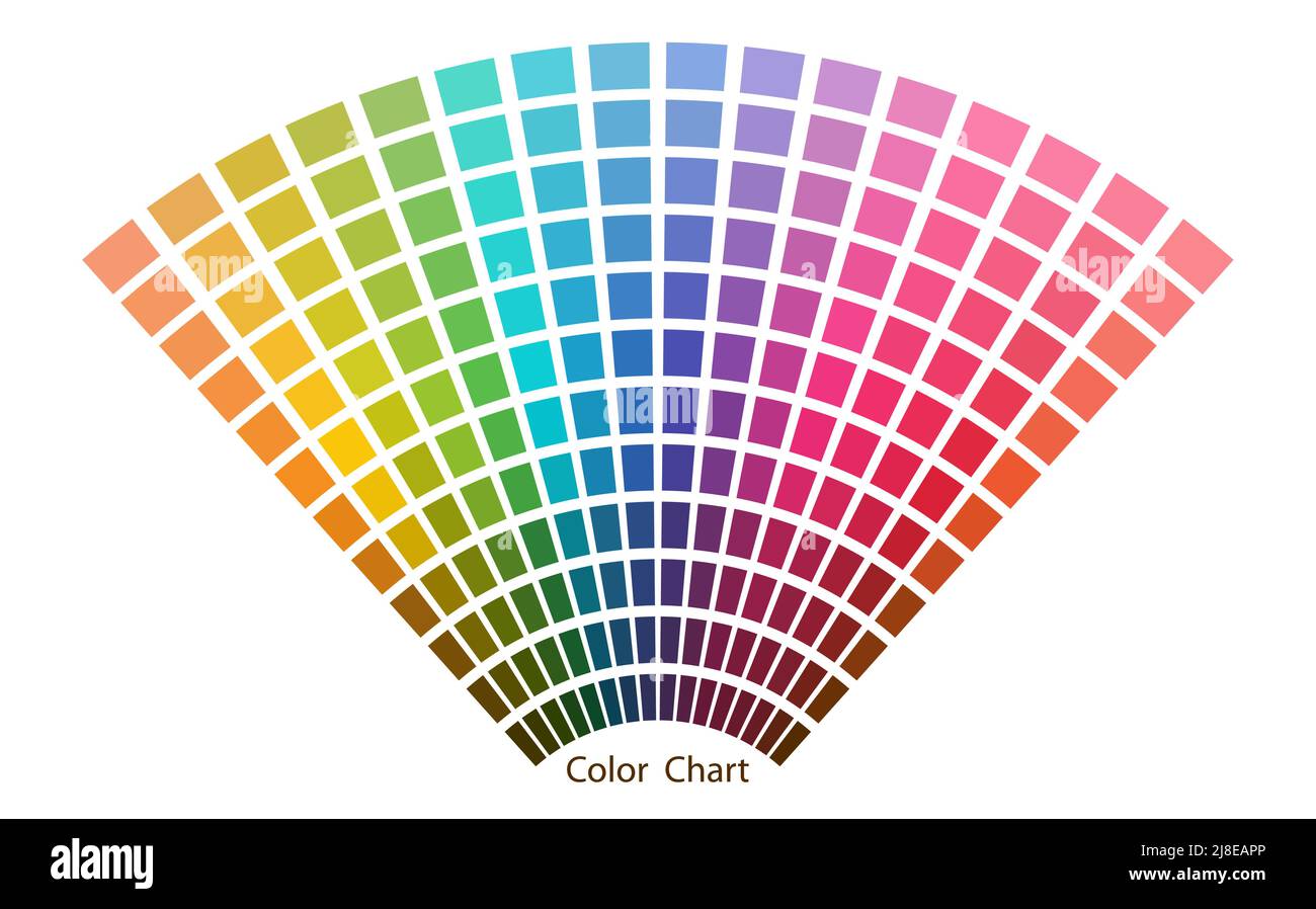 Farbdiagramm Designer-Tool Textur Muster Hintergrund. Farbpalette. Farbtöne der Tabelle. Farbharmonie. Trendfarben. Vektordarstellung isoliert Stock Vektor