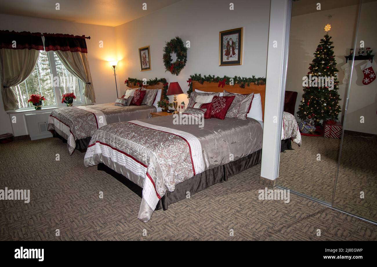 Santa Suite, Zimmer 319, ganzjährig geöffnet, im Hotel North Pole in North Pole, AK in der Nähe von Fairbanks, AK Stockfoto