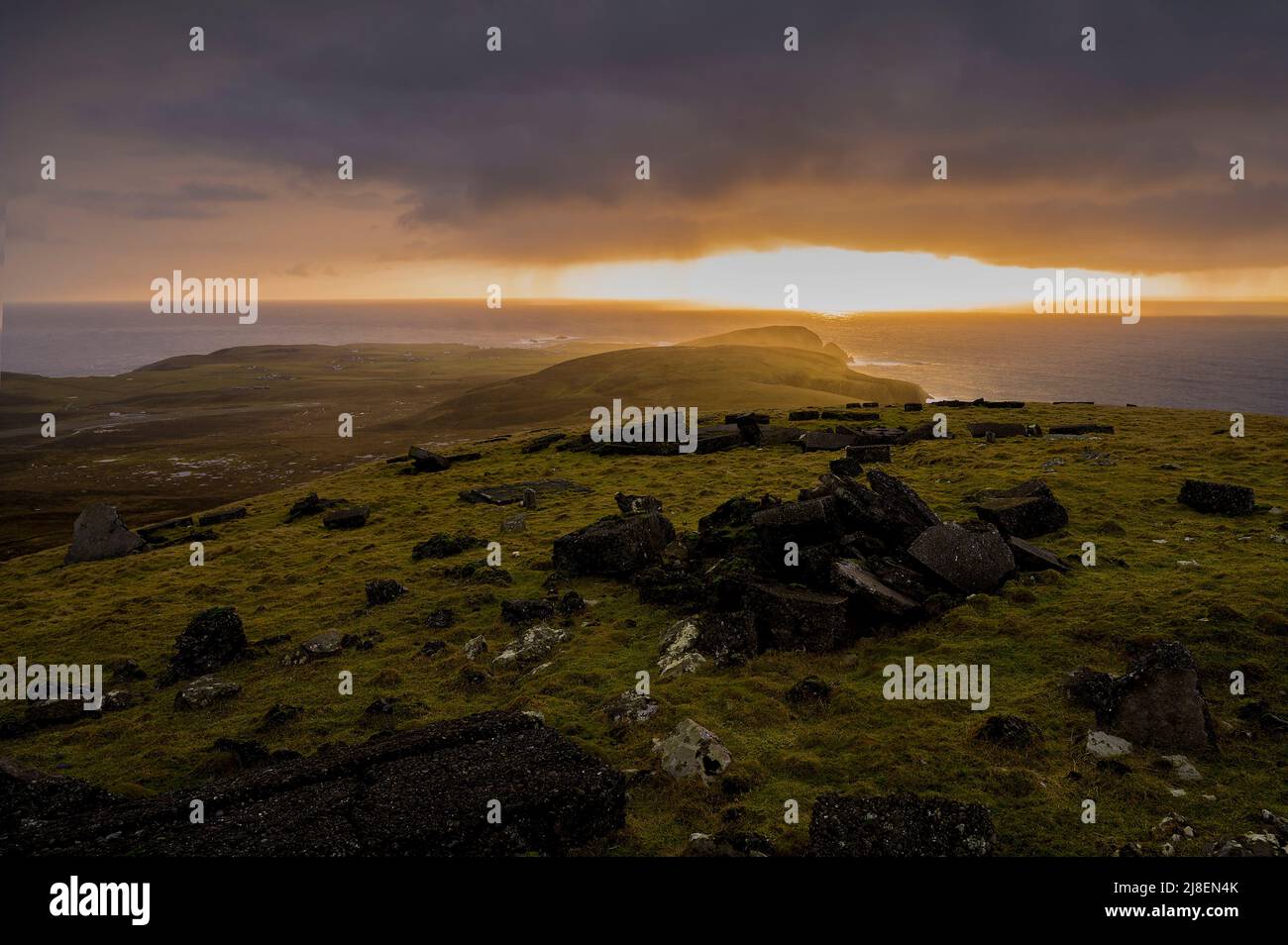 Ein Blick vom Gipfel des ward Hill, dem höchsten Punkt auf Fair Isle Stockfoto