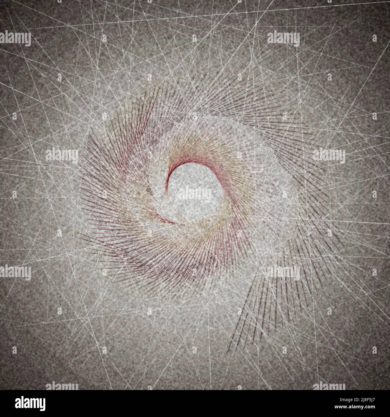 Raum und Linien abstrakte Hintergrunddarstellung mit Spirale und Raumtiefe in Brauntönen Stockfoto
