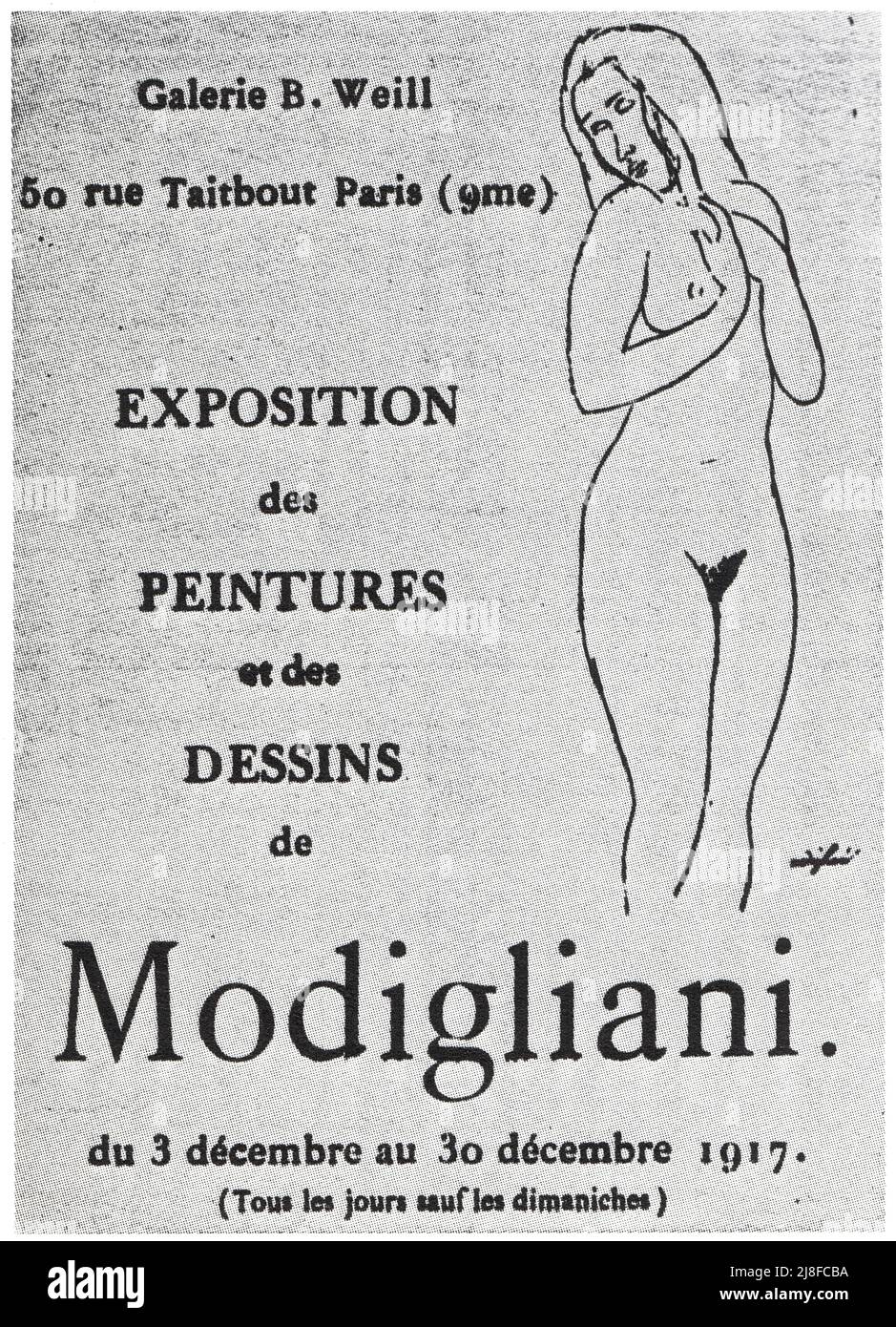 Catalague de la seule Exposition consacrée à Modigliani de son vivant, en 1917. Stockfoto