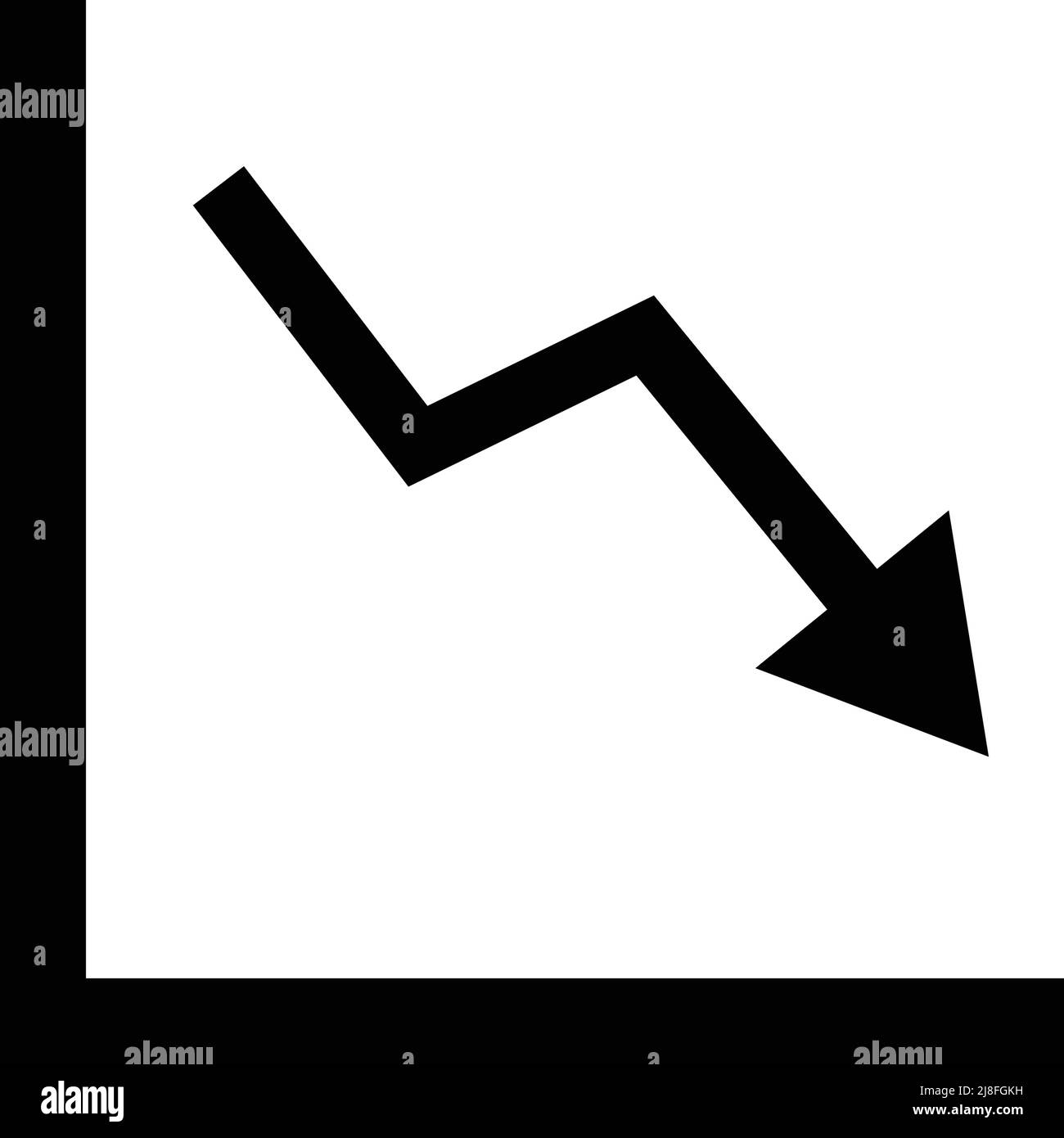 Fallender Pfeil. Kartensymbol. Bearbeitbarer Vektor. Stock Vektor