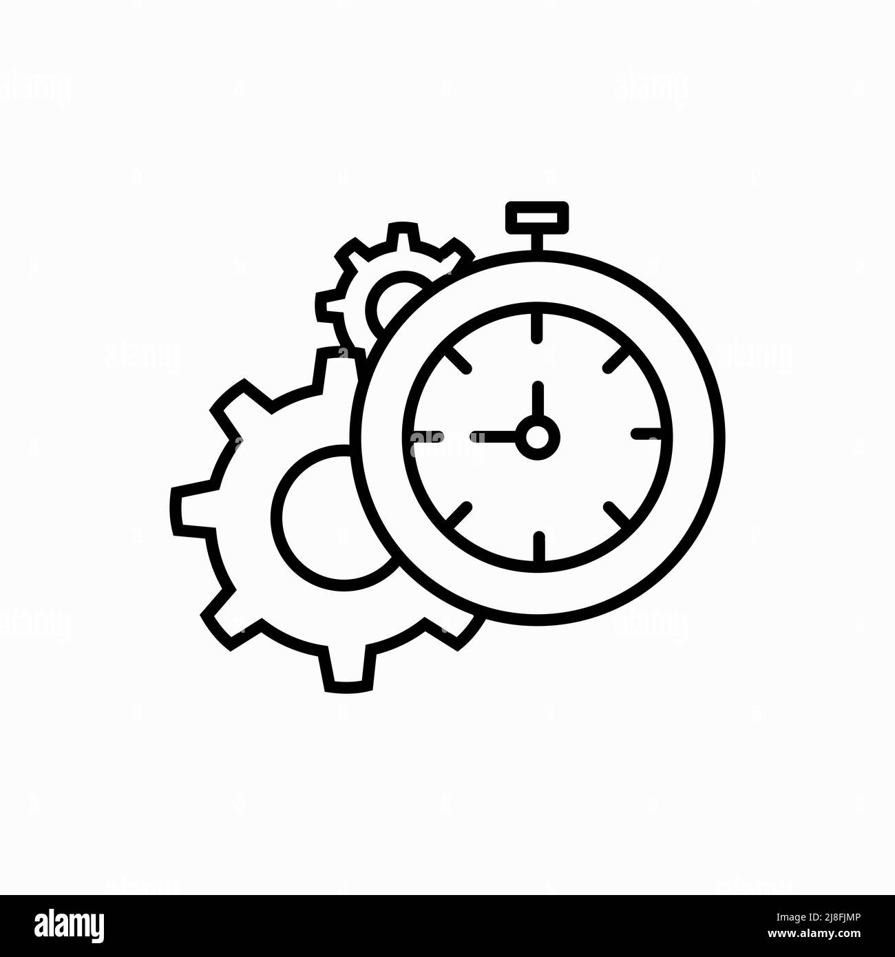 Uhr, Zahnradsymbol. Einfache Linie, skizzieren Vektor-Elemente des Zeitmanagements für ui und ux, Website oder mobile Anwendung Stock Vektor
