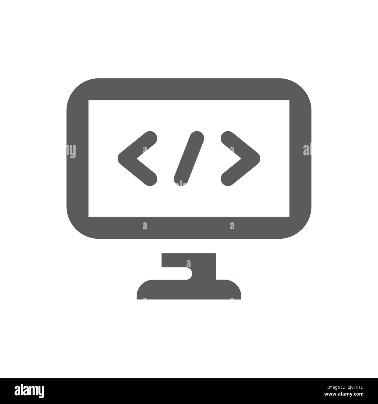 Symbol für Computermonitor und Programmiercode. Symbol mit Code für Entwickler. Stock Vektor