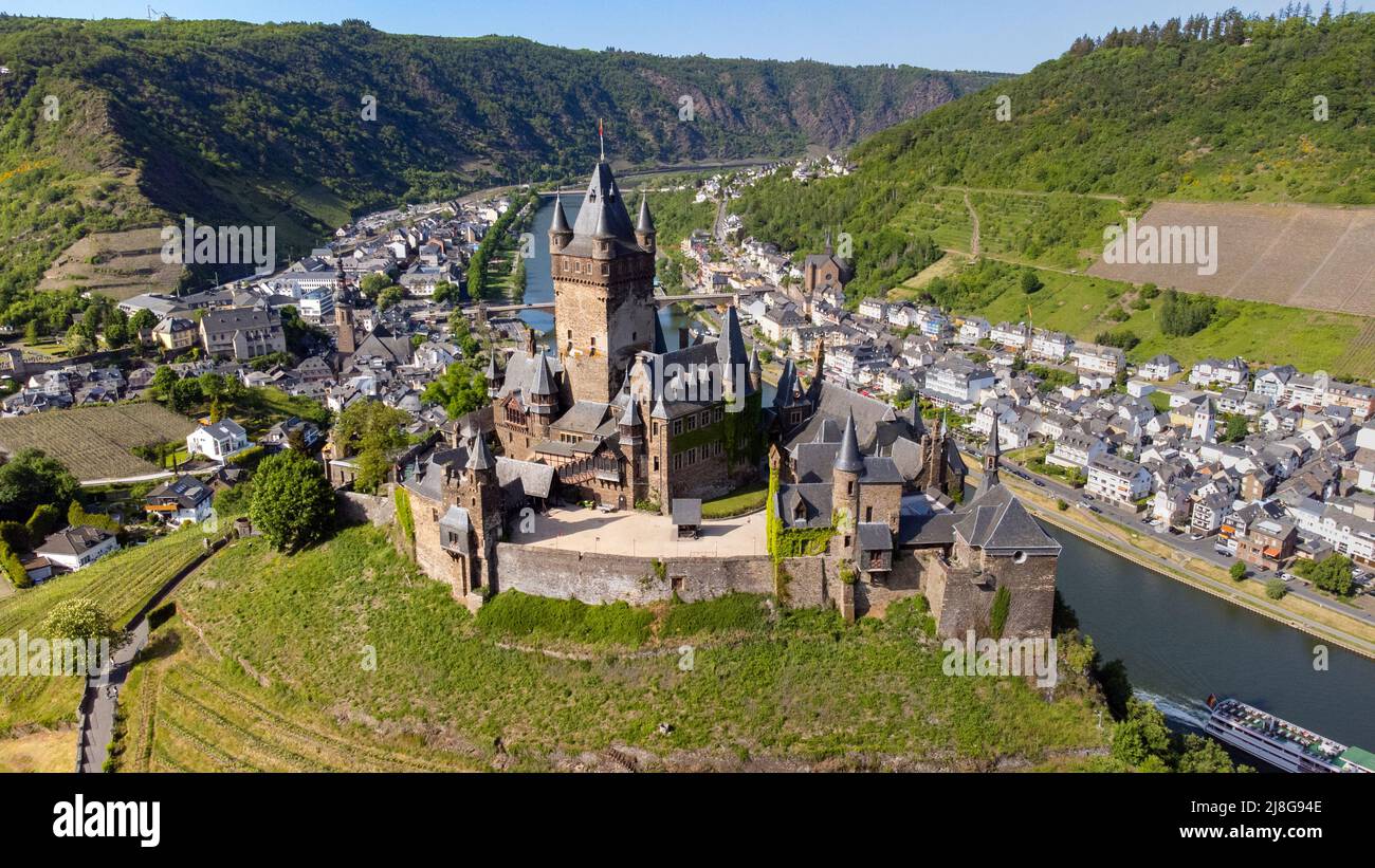 Schloss Cochem oder Reichsburg Cochem, Cochem, Moseltal, Deutschland Stockfoto