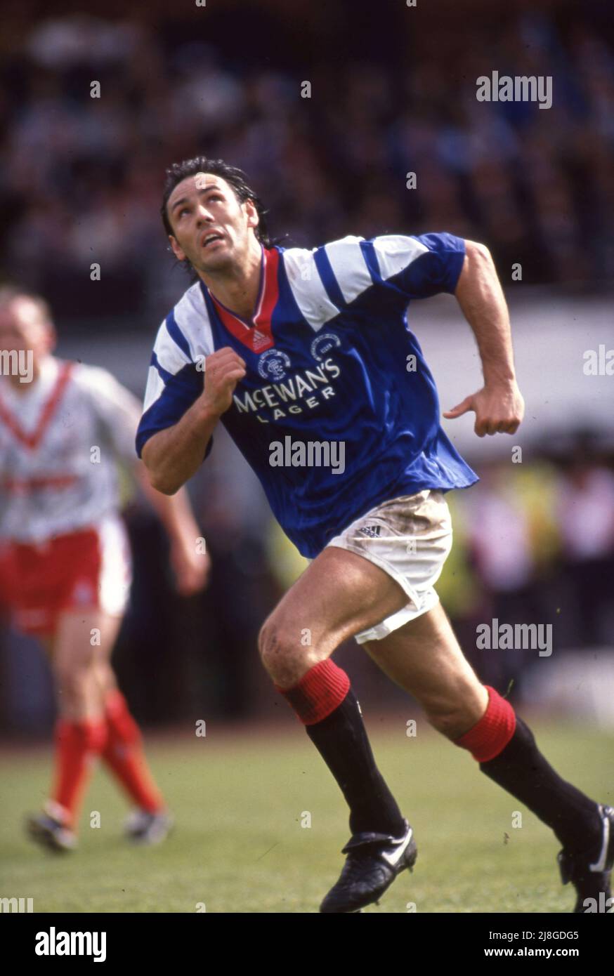 Mark Hateley von den Rangers Saison 1992/3 Foto von Tony Henshaw Archive Stockfoto