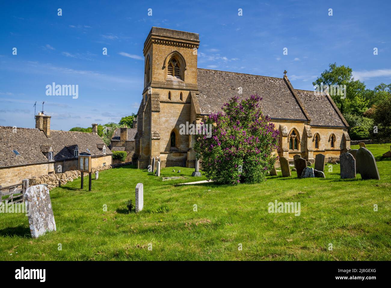 St. Barnabas Kirche im Cotswold Dorf Snowshill, Gloucestershire, England Stockfoto