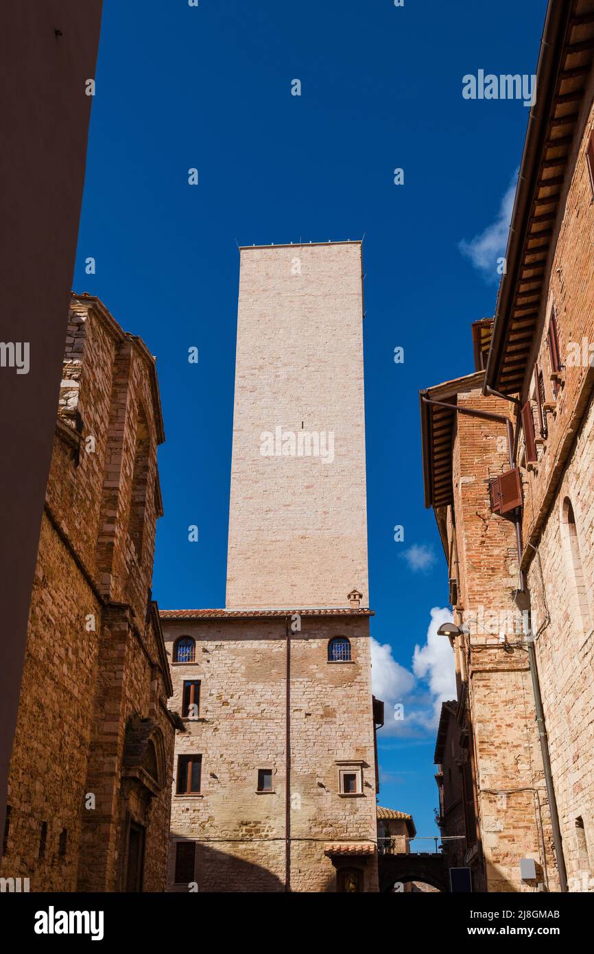 SCIRI Turm im mittelalterlichen historischen Zentrum von Perugia Stockfoto
