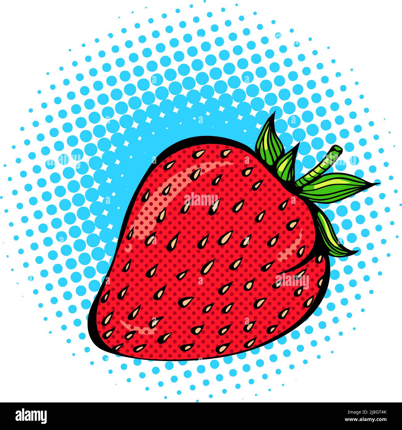 Aufkleber im Erdbeer-Pop-Art-Stil Stock Vektor