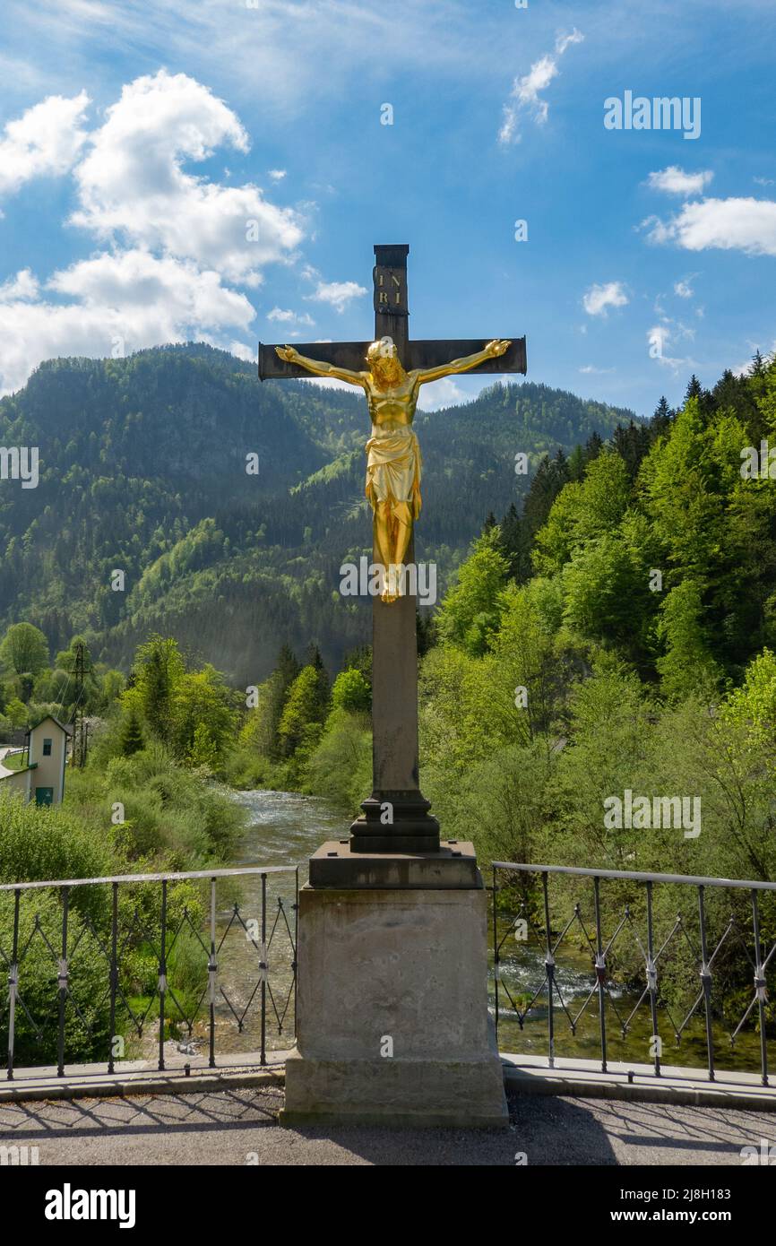 Kruzifix und Jesus aus Gusseisen von Mariazell. Stockfoto