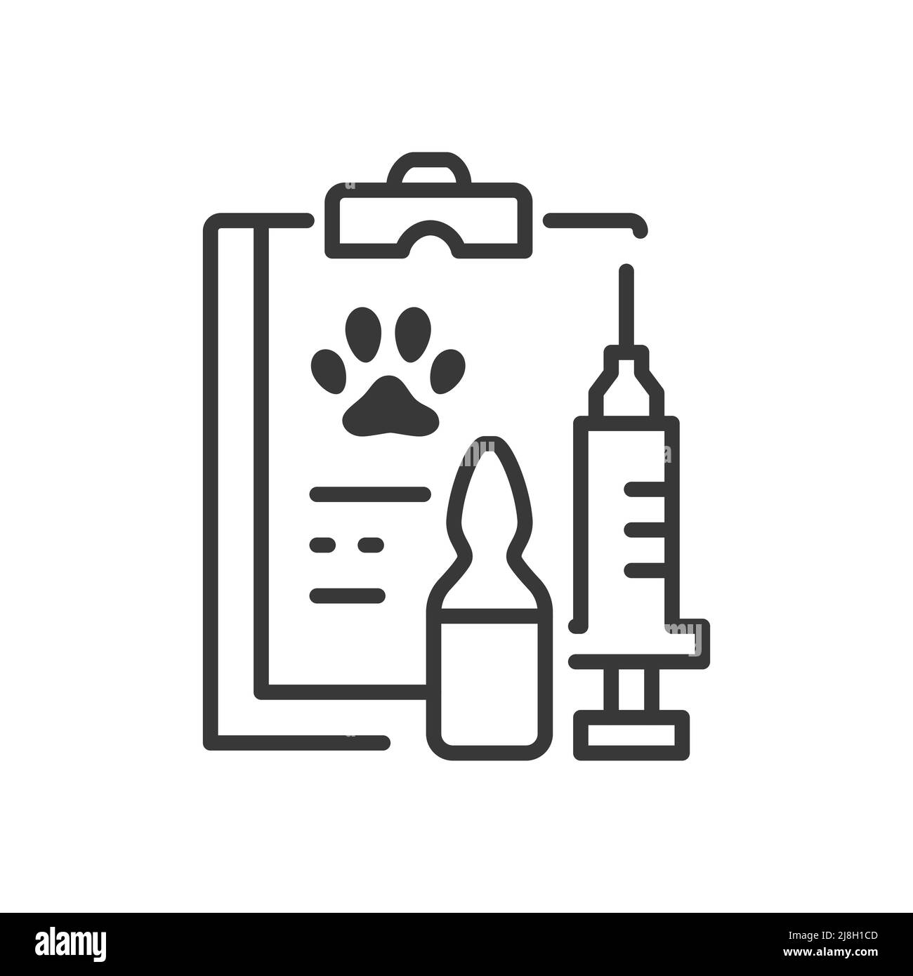 Impfung von Tieren und Haustieren - Vektorlinien-Design einzelnes isoliertes Symbol Stock Vektor