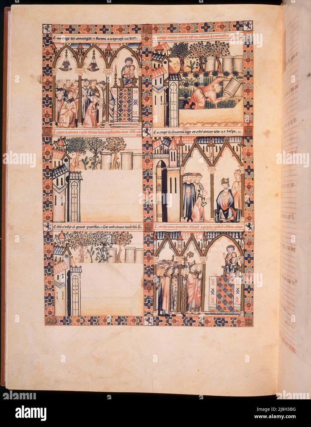 CANTIGA STA MARIA Nº208-F118V-HEREJE DE TOLOUSSE ESCONDE SAGRADA FORMA EN PANALES DE ABEJA. Autor: Alfonso X aus Kastilien. ORT: BIBLIOTECA NACIONAL COLECCIÓN. Florenz. ITALIEN. Stockfoto