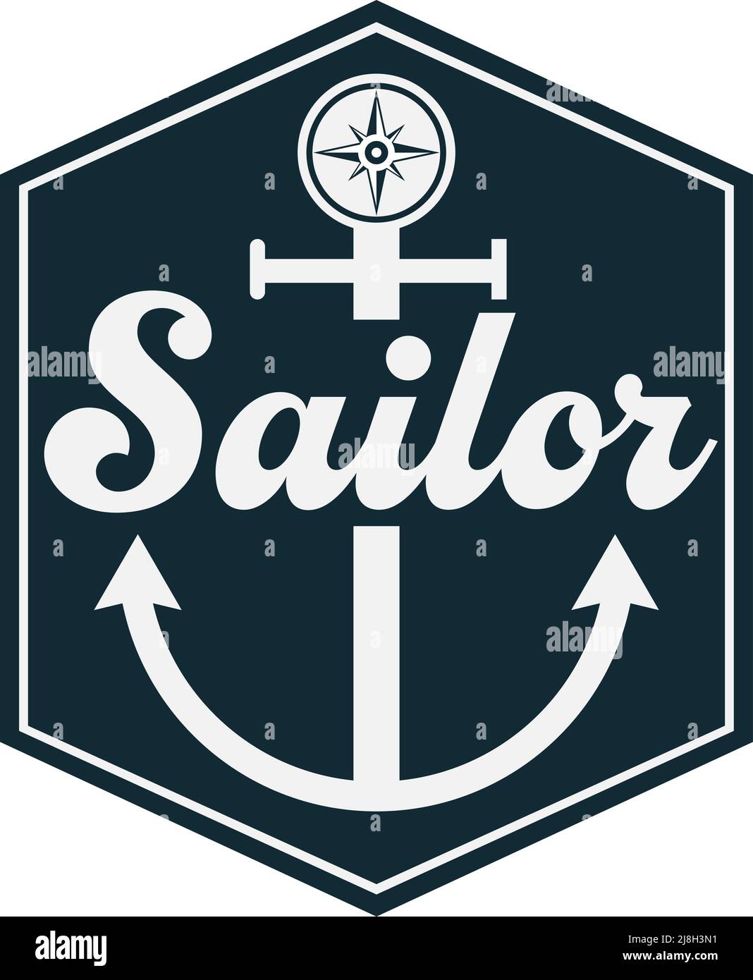 Abzeichen oder Logo mit Anker und Wort SEEMANN, Vektorgrafik Stock Vektor