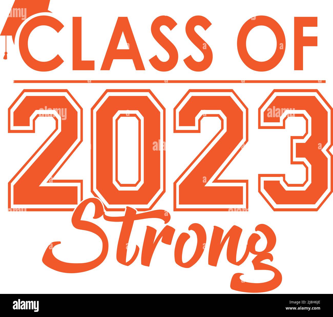 Klasse von 2023 STARK orange Grafik Stockfoto