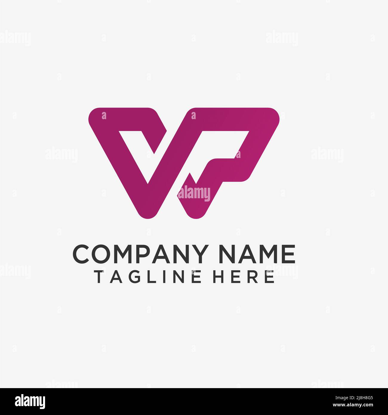 Design mit WP-Logo im Buchstaben Stock Vektor