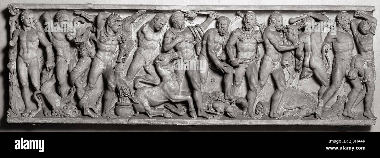 Abguss von Figuren aus einem Fries auf dem Parthenon (Gips); Galleria dell'Accademia & Museo degli Strumenti Musicali, Florenz, Toskana, Italien; . Stockfoto