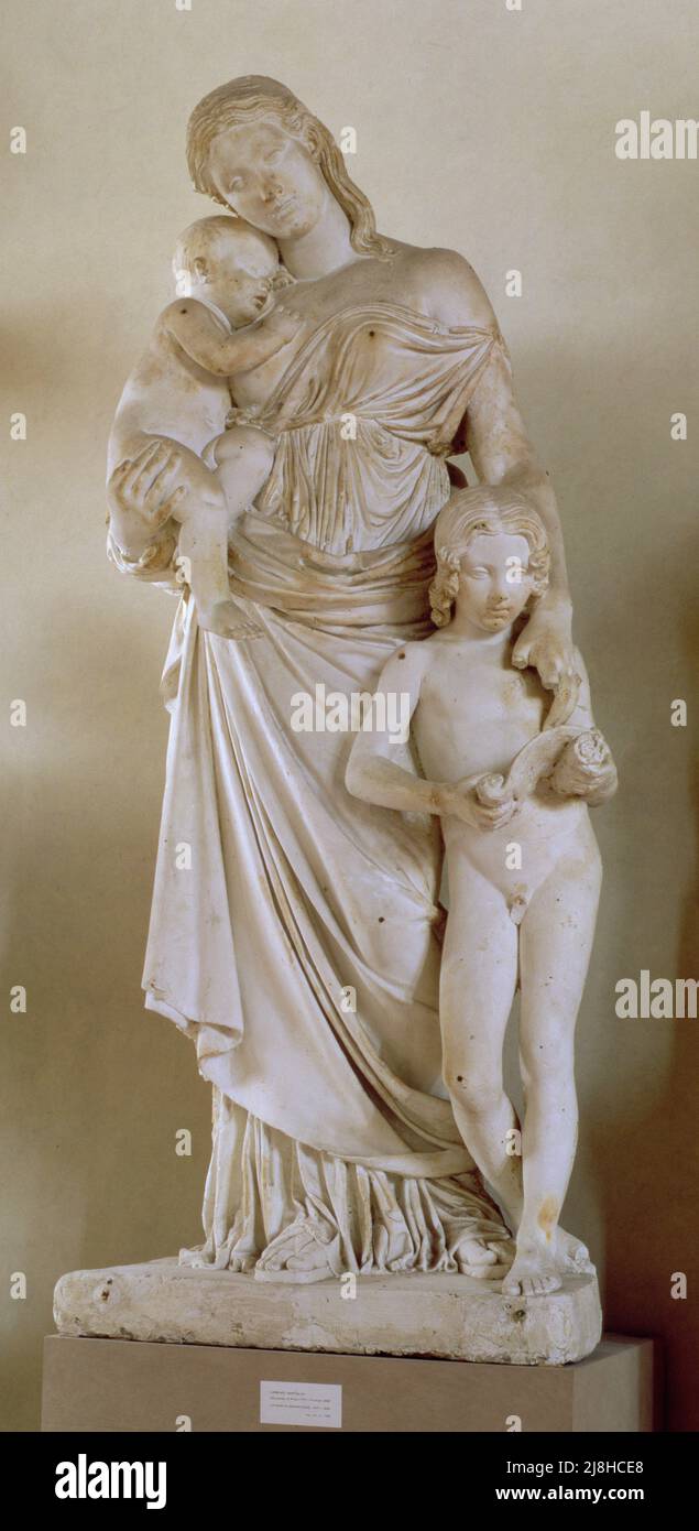 Madonna mit Kind mit SS. Jerome und Francis (Tafel) von Cavalori, Mirabello (1510/20-72); Galleria degli Uffizi, Florenz, Toskana, Italien; Italienisch, urheberrechtlich geschützt. Stockfoto